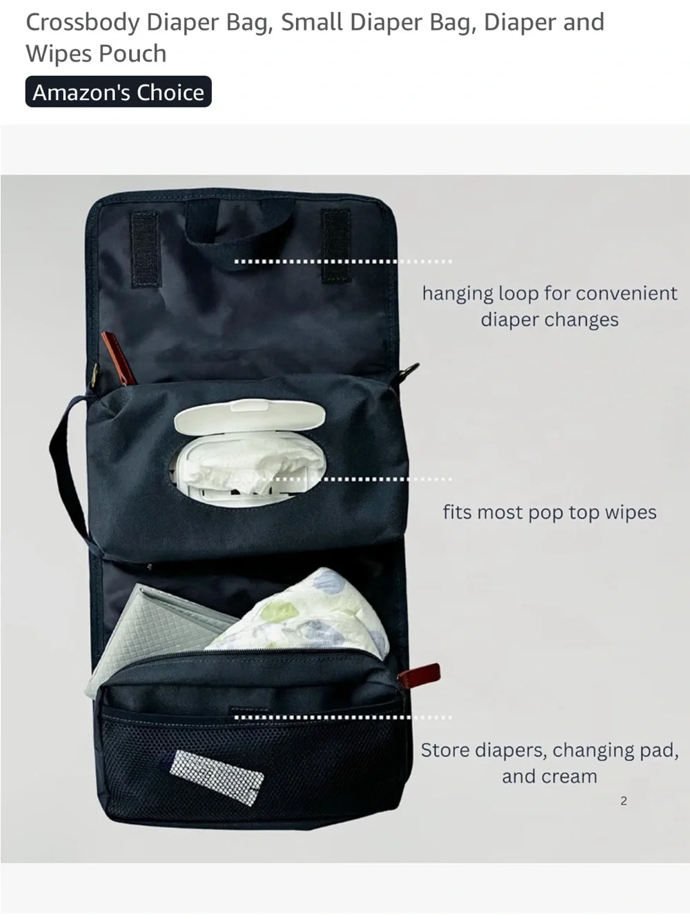 Navy Crossbody small diaper Bag with Orange Accents